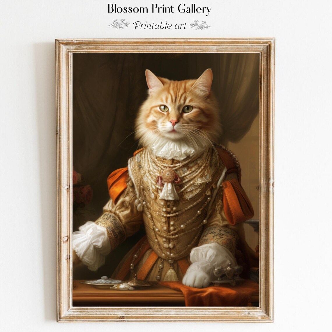 Royal Orange Cat Renaissance Portrait Noble Pet Painting Poster