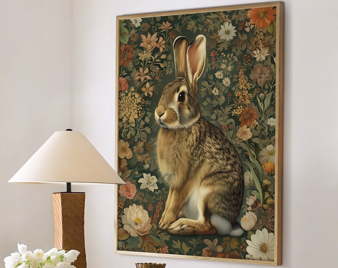 William Morris Inspired Rabbit Art Print