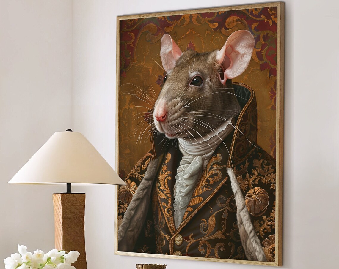 Rat Royal Renaissance Portrait, Vintage Poster Print
