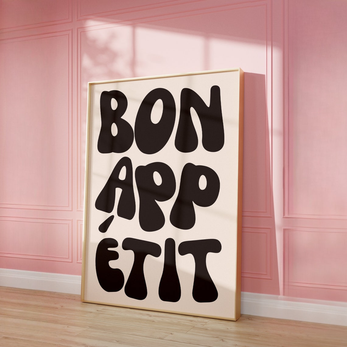 Bon Appetit Groovy Black Lettering Kitchen Typography Poster - Image 2