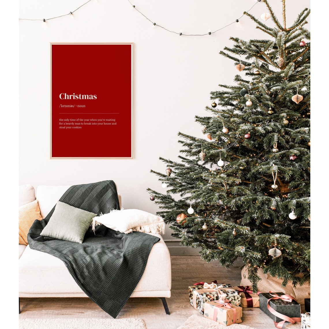 Christmas Definition Funny Red Noun Dictionary Holiday Poster - Image 2