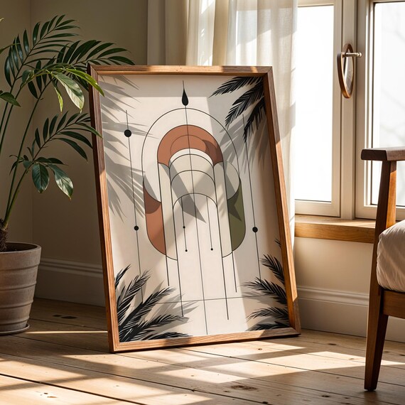 Boho Geometric Arch, Mid-Century Minimalist Art Print