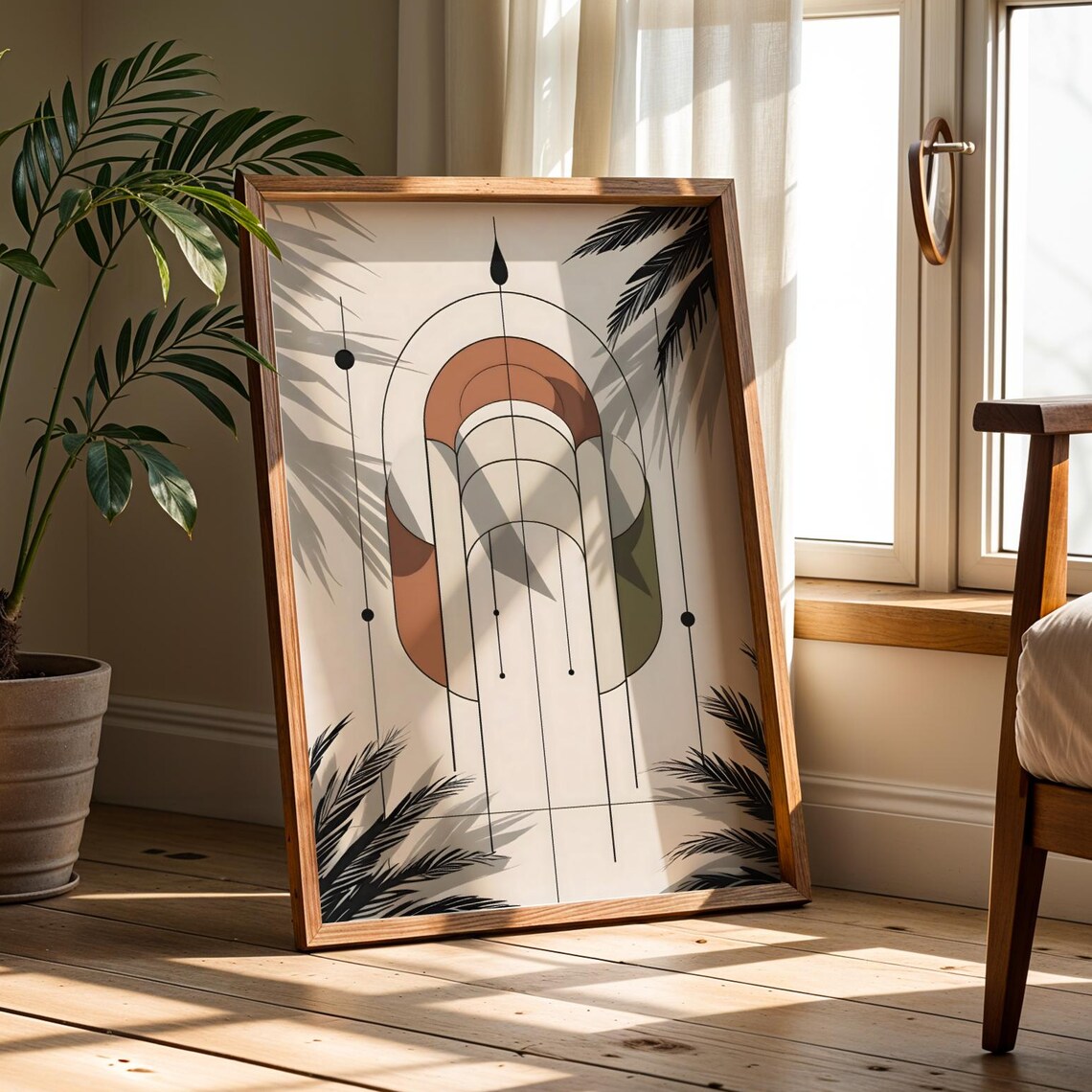 Boho Geometric Arch, Mid-Century Minimalist Art Print