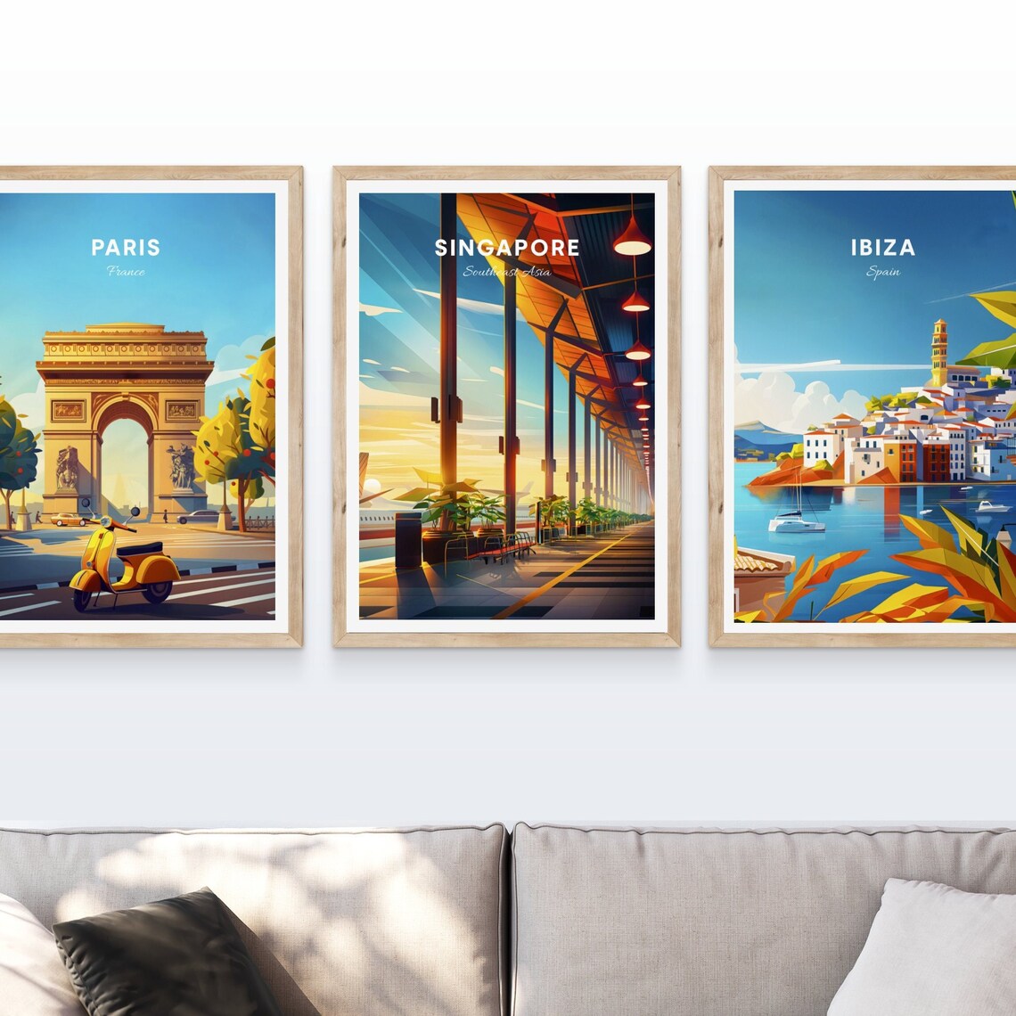 Singapore Airport Terminal Interior Golden Hour Vintage Travel Poster - Image 4