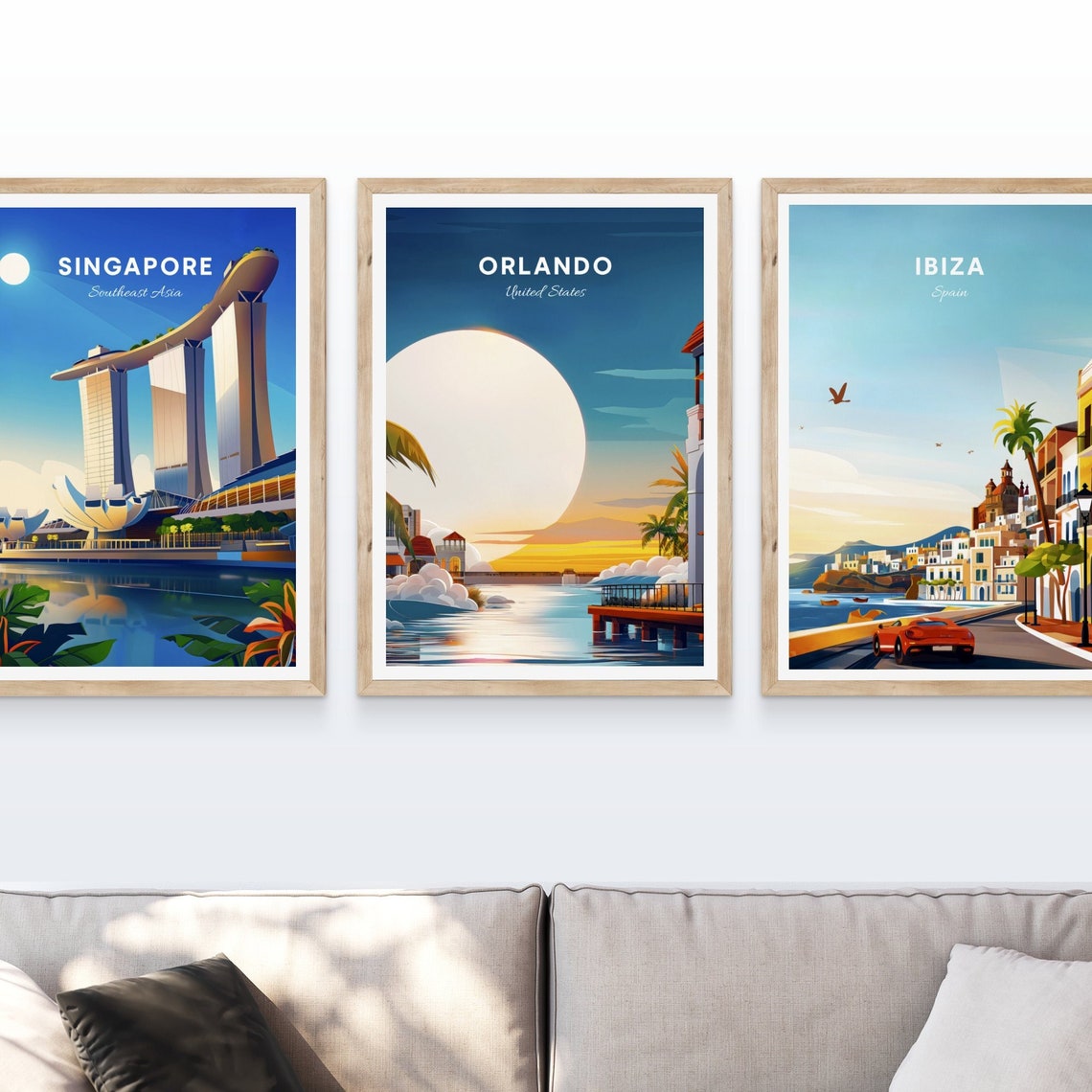 Orlando Florida Waterfront Sunset Bridge Palms Vintage Travel Poster - Image 4