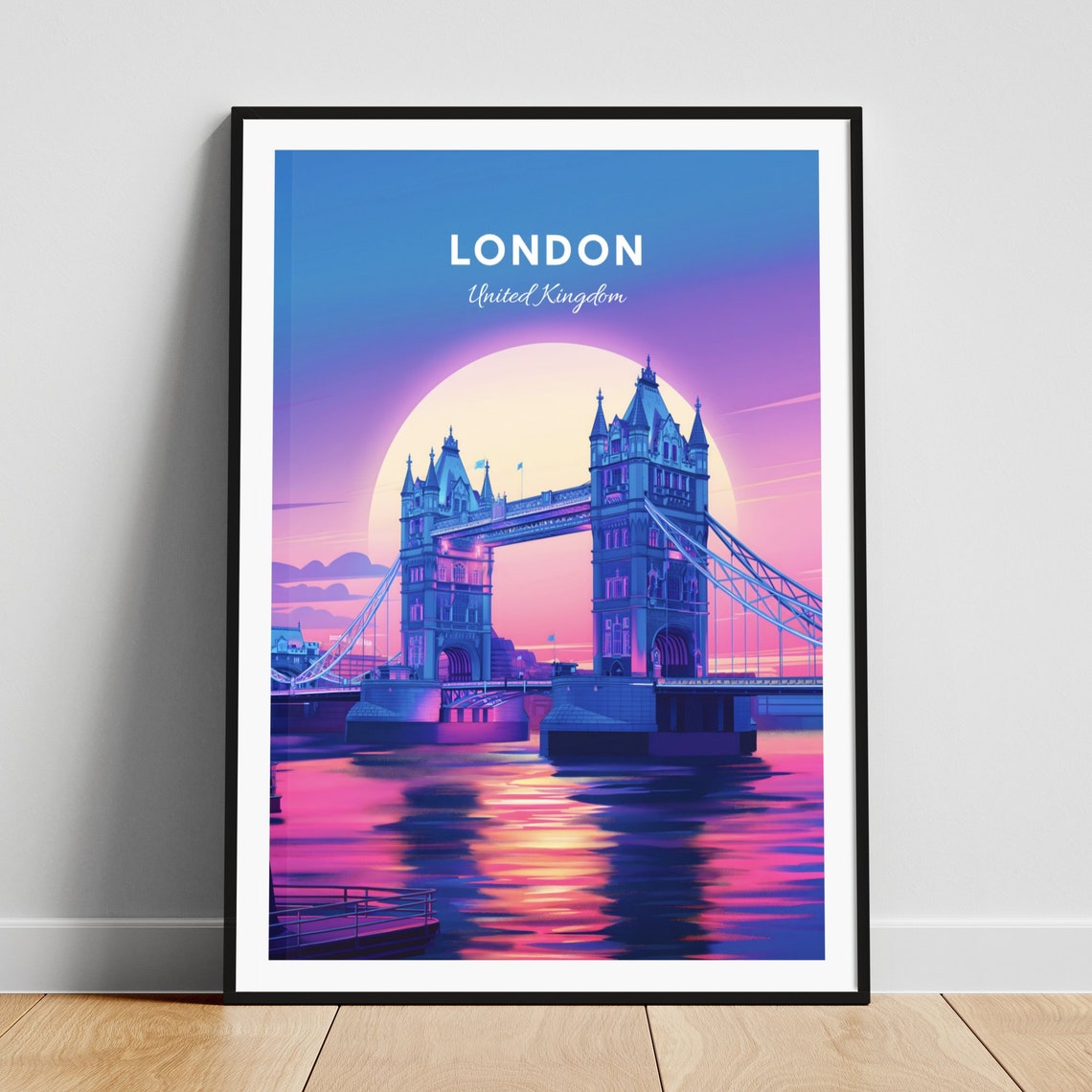 London Tower Bridge Vivid Sunset River Thames Travel Art Poster