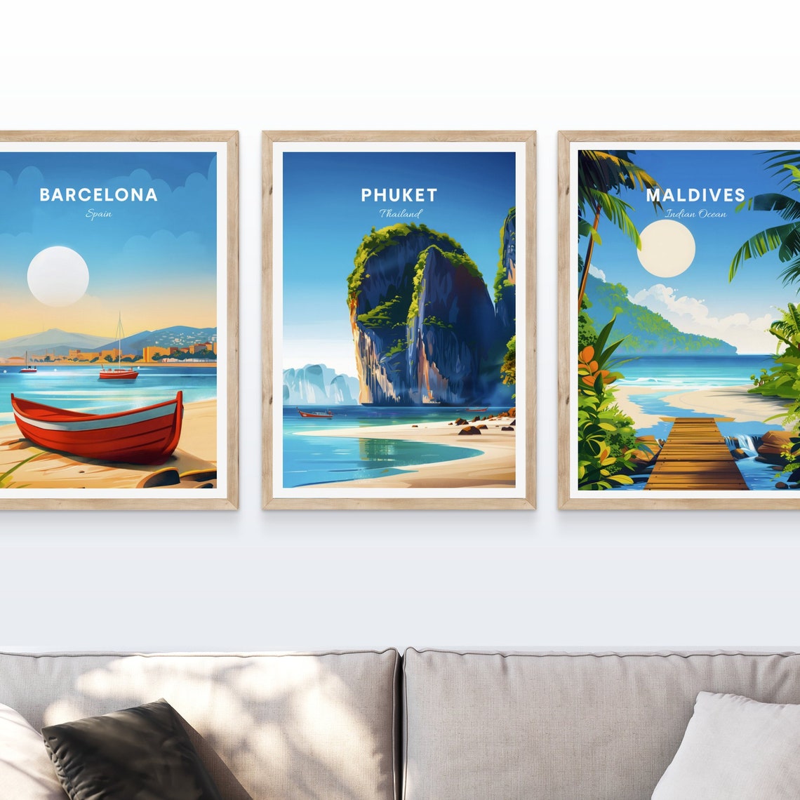 Phuket Thailand Limestone Karst Cliffs Beach Longtail Boat Poster - Image 4