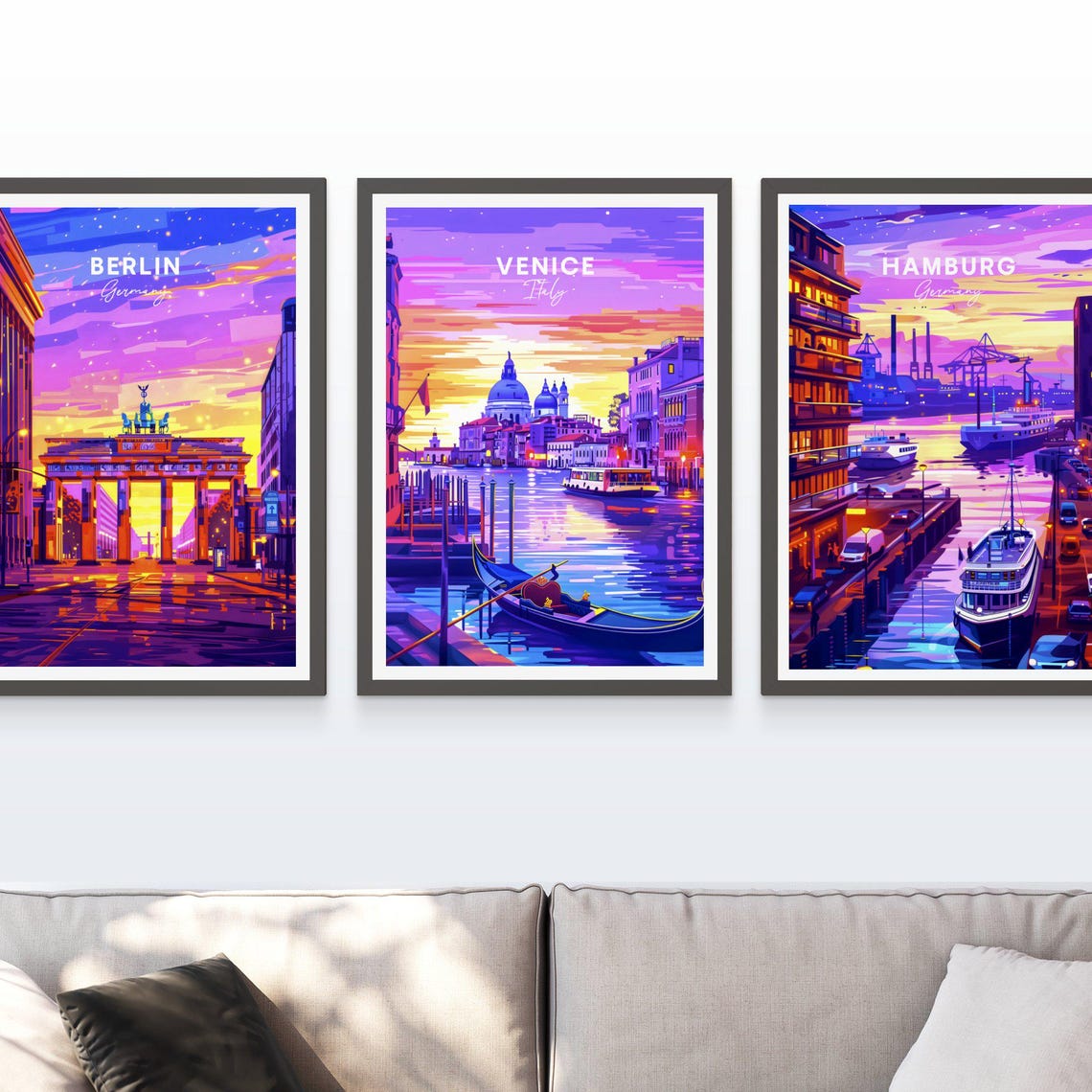 Venice Italy Grand Canal Sunset Gondola Twilight Travel Poster - Image 3