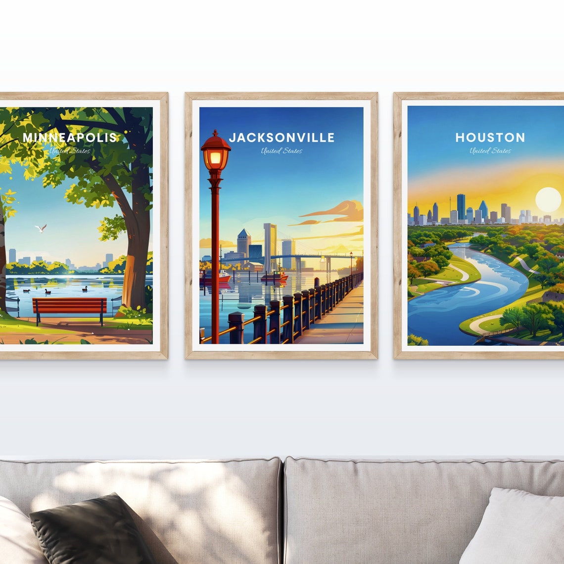 Jacksonville Florida Waterfront Boardwalk Dusk Travel Poster - Image 4
