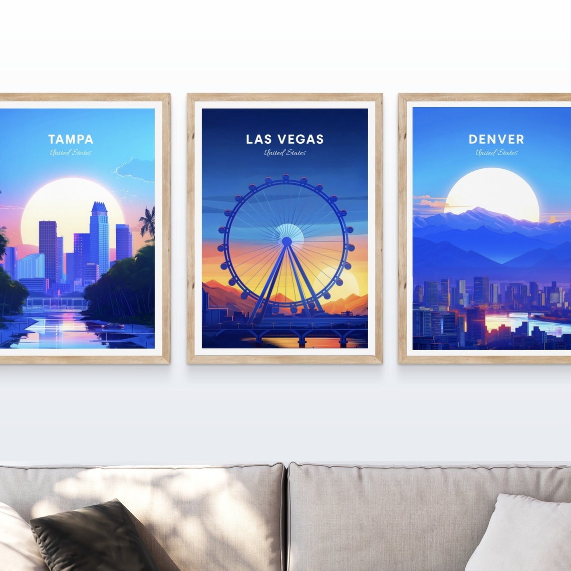Las Vegas Ferris Wheel At Dusk Over Desert Mountains Travel Poster - Image 4