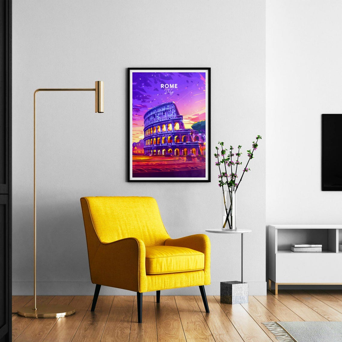 Rome Italy Colosseum Dusk Glow Lit Arches Night View Travel Poster - Image 2