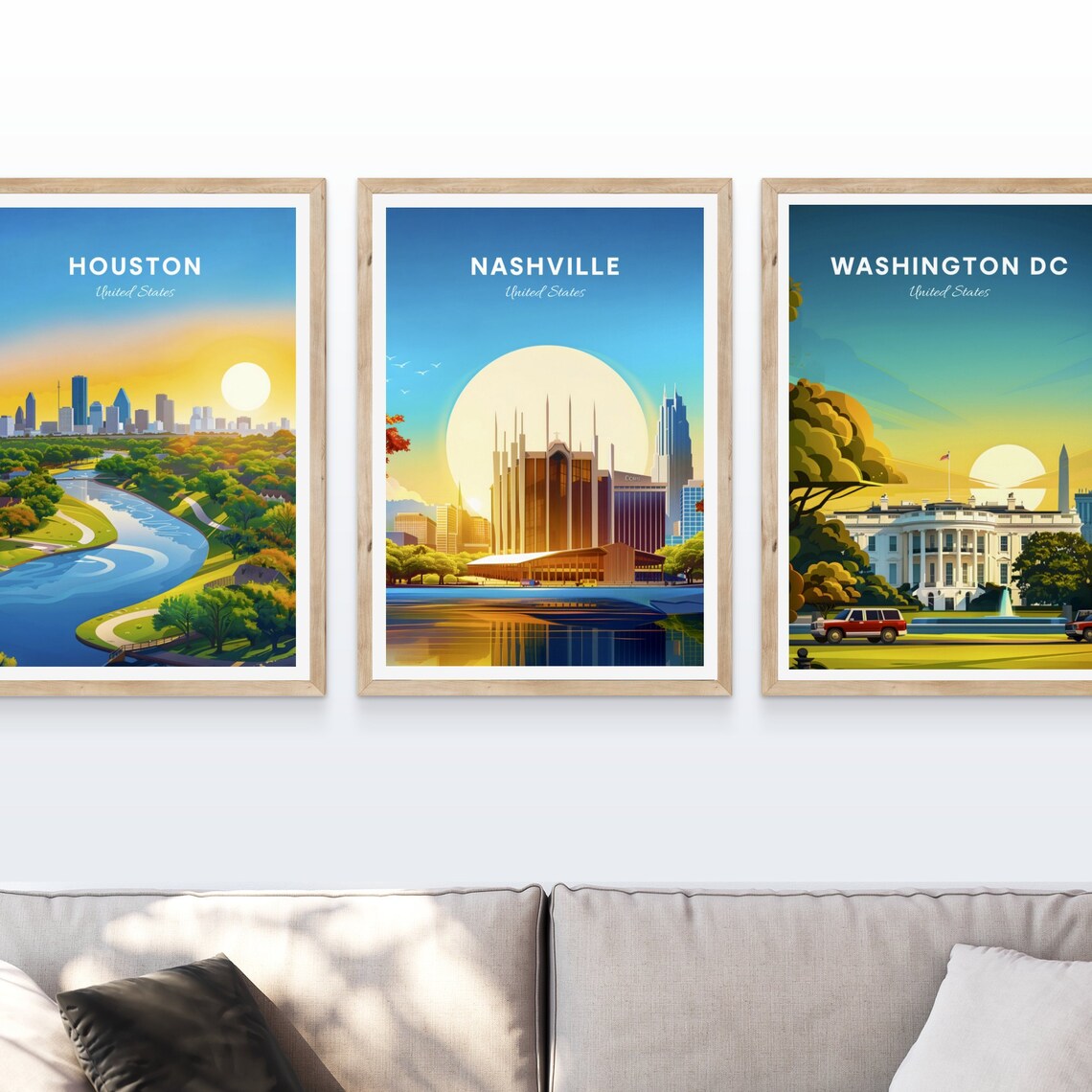 Nashville Tennessee Music Hall Waterfront Sunset Travel Poster - Image 4