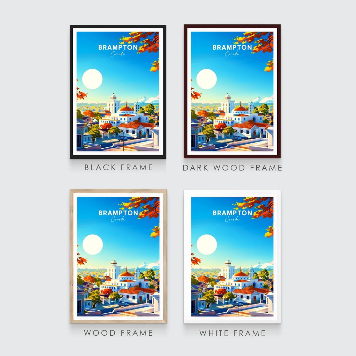 Brampton Canada Hillside Domed Skyline Autumn Sun Glow Poster - Image 3