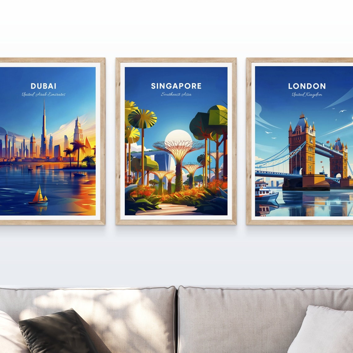 Singapore Gardens By The Bay Supertrees Skyline Vintage Travel Poster - Image 4