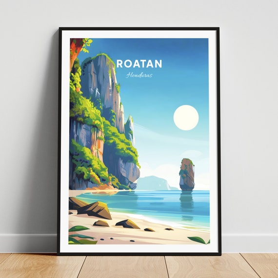 Roatan Travel Print Honduras Wall Art Roatan Poster Tabyana Beach Personalized Gift Poster Minimalist Poster Wedding Gift