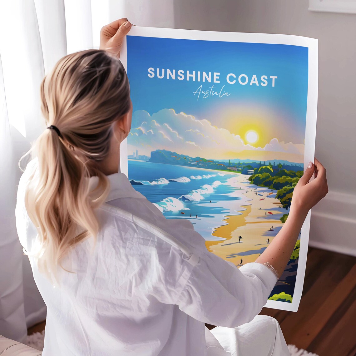 Sunshine Coast Australia Surf Beach Sunrise Waves Travel Poster - Image 3