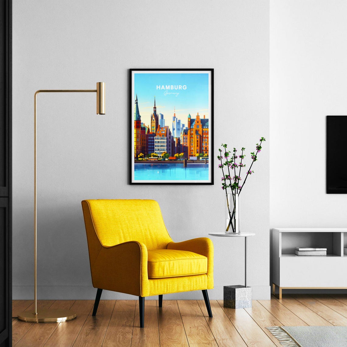 Hamburg Germany Waterfront Skyline Historic Buildings Travel Poster - Image 2