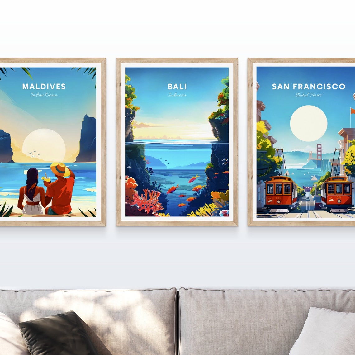 Bali Indonesia Coral Reef Split View Ocean Life Underwater Poster - Image 4
