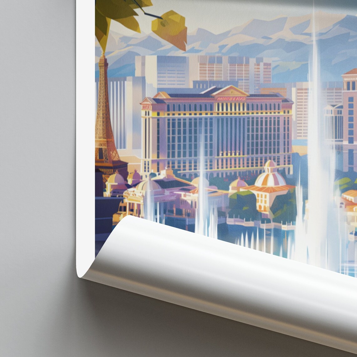 Las Vegas Nevada Daytime Strip Fountains Resort Skyline Travel Poster - Image 2