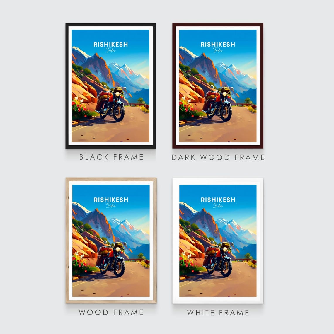 Rishikesh India Motorcycle Touring Himalayan Peaks Travel Poster - Image 3