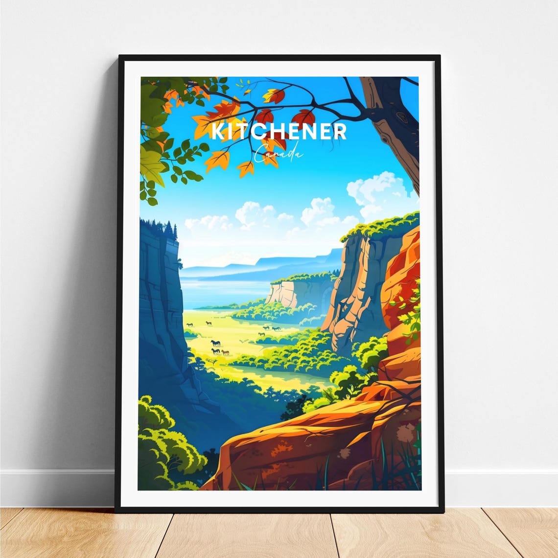 Kitchener Canada Red Rock Canyon Horses Autumn View Scene Poster