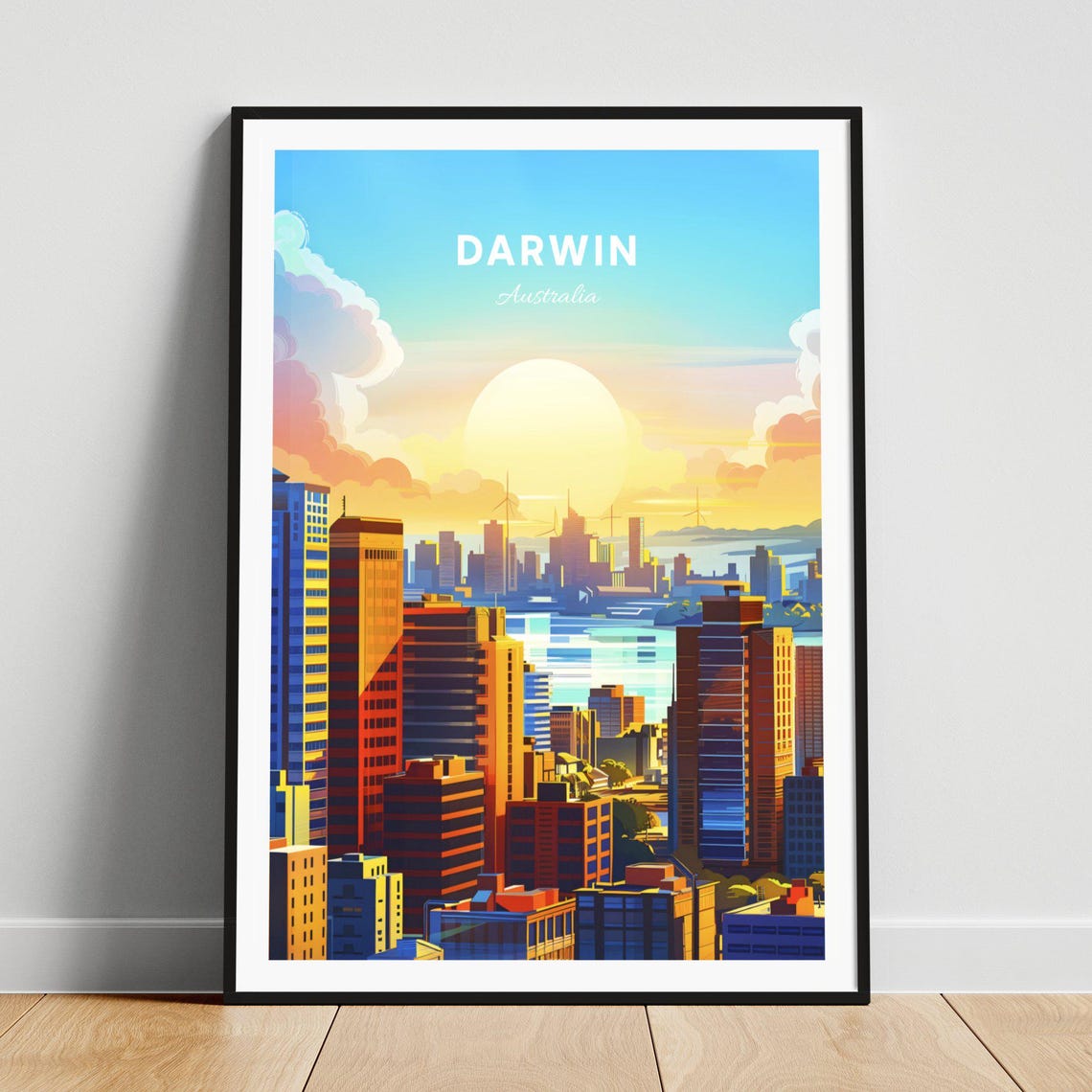 Darwin Australia City Skyline Sunset Tropical Waterfront View Poster