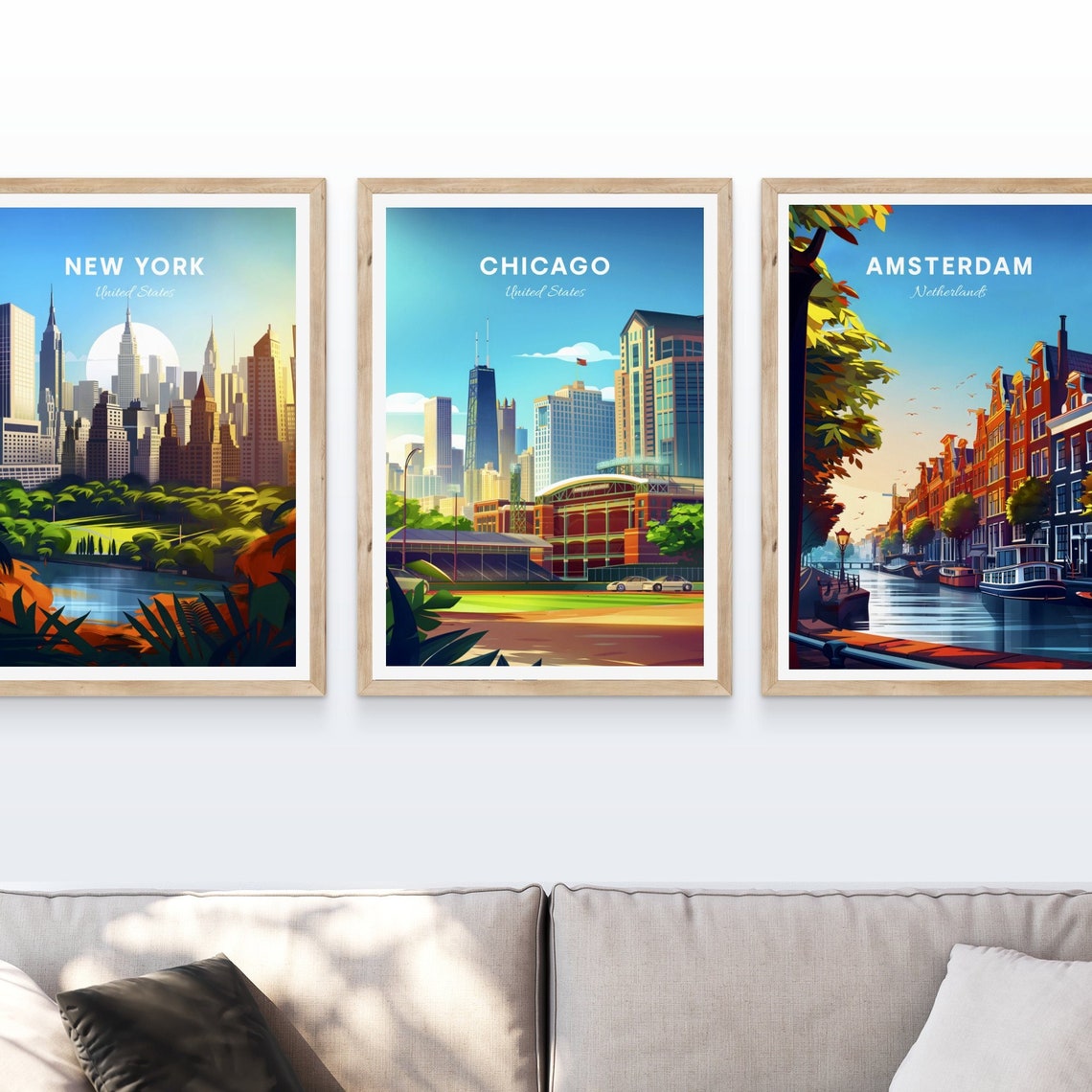 Chicago Illinois Brick Stadium Bleachers Skyline Summer Travel Poster - Image 4