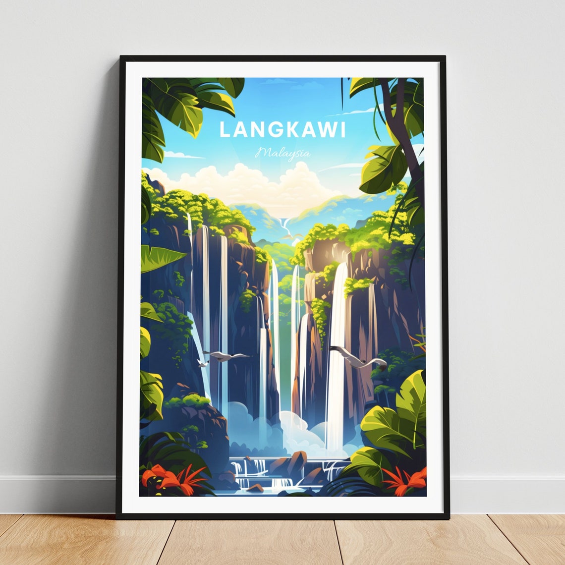 Langkawi Malaysia Tropical Rainforest Waterfall Cascade Poster