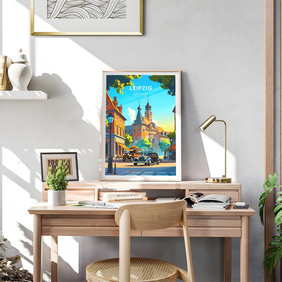 Leipzig Germany Vintage Cars Historic Hall Day View Art Poster - Image 4