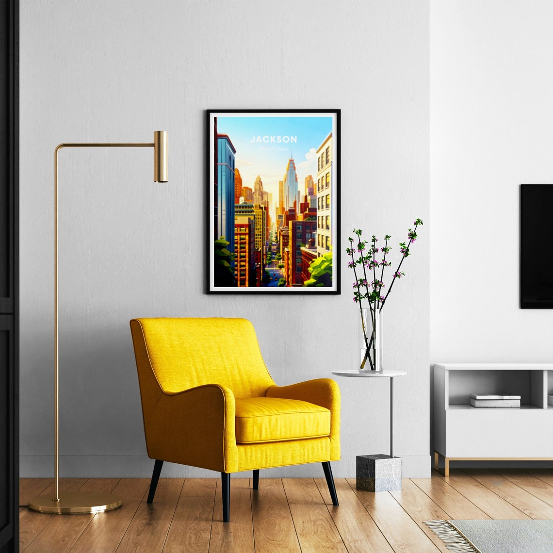 Jackson Street Canyon Skyscrapers Golden Light Travel Poster - Image 2