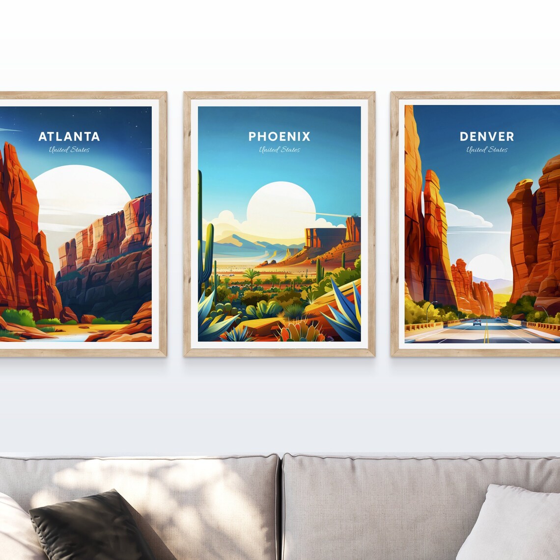 Phoenix Arizona Desert Valley Mesas Saguaro Cactus Travel Poster - Image 4