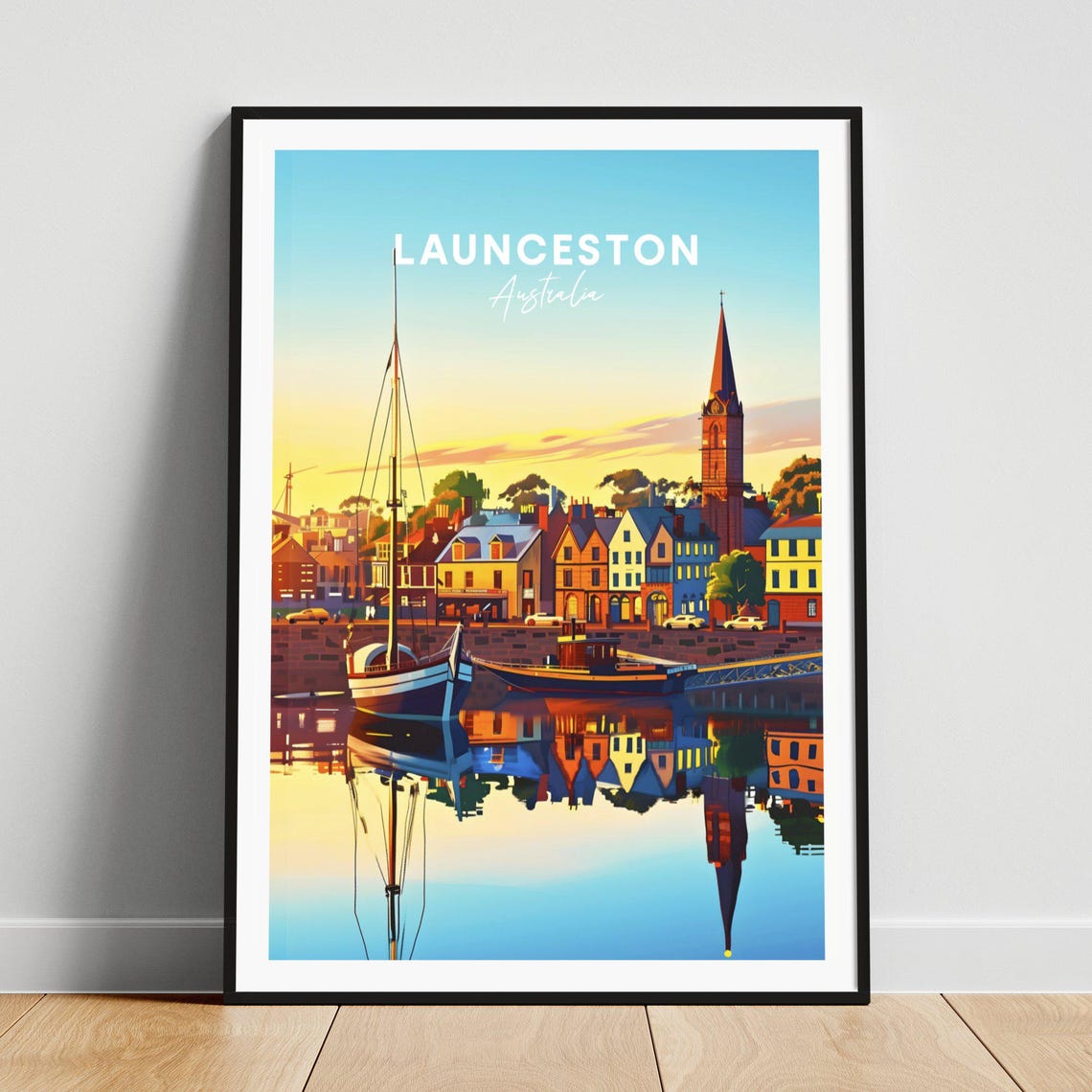 Launceston Australia Historic Harbor Sunset Waterfront Poster