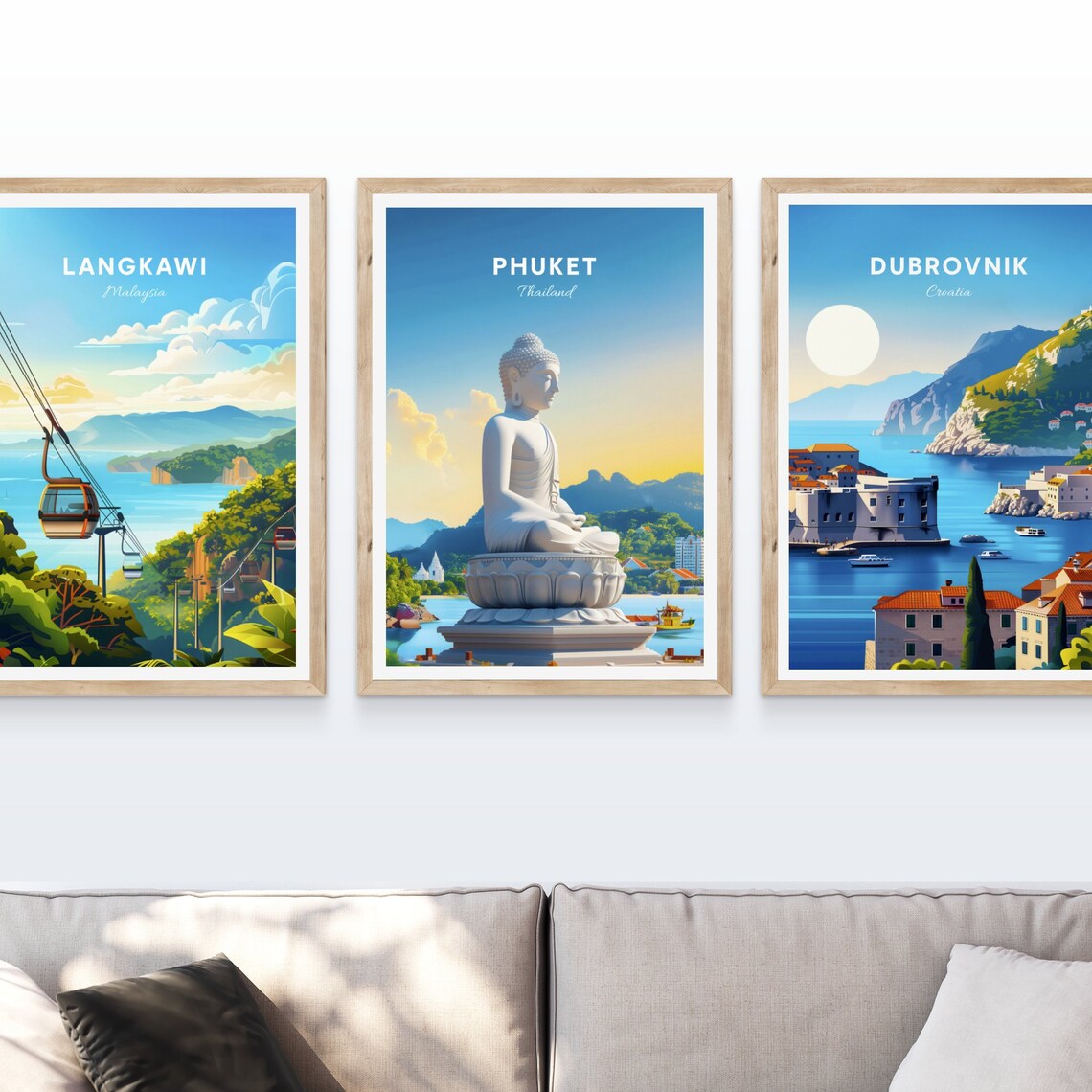 Phuket Thailand Big Buddha Statue Golden Bay View Travel Poster - Image 3