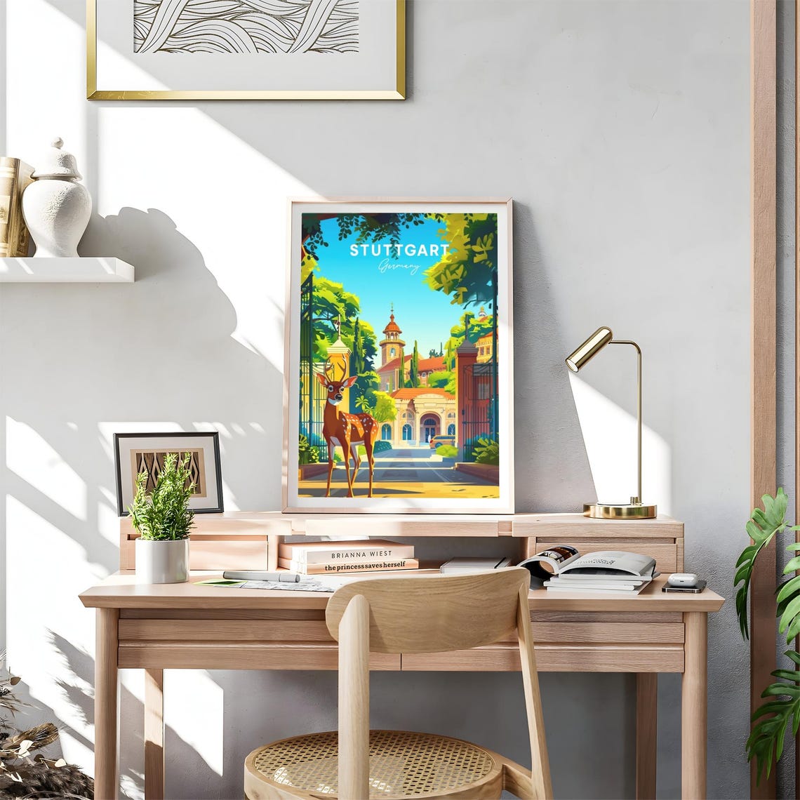 Stuttgart Autumn Deer Park Palace Garden Germany Travel Poster - Image 4