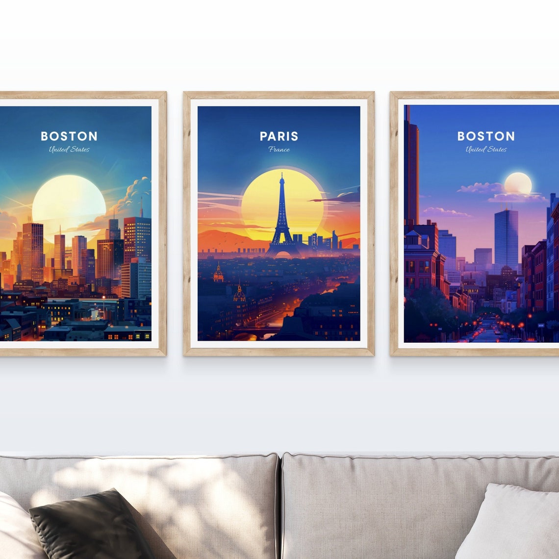 Paris France Eiffel Tower Sunset Skyline Romantic Travel Poster Art - Image 4