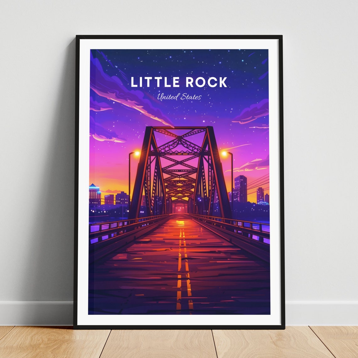 Little Rock Travel Print Us Wall Art Little Rock Junction Bridge Arkansas Poster Personalized Gift Wedding Gift Custom Text