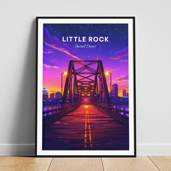 Little Rock Travel Print Us Wall Art Little Rock Junction Bridge Arkansas Poster Personalized Gift Wedding Gift Custom Text