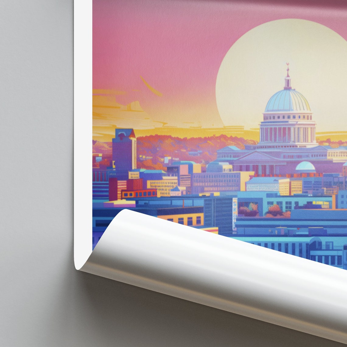 Madison Sunset Skyline Poster: Capitol Dome Beneath a Giant Rising Sun - Image 2
