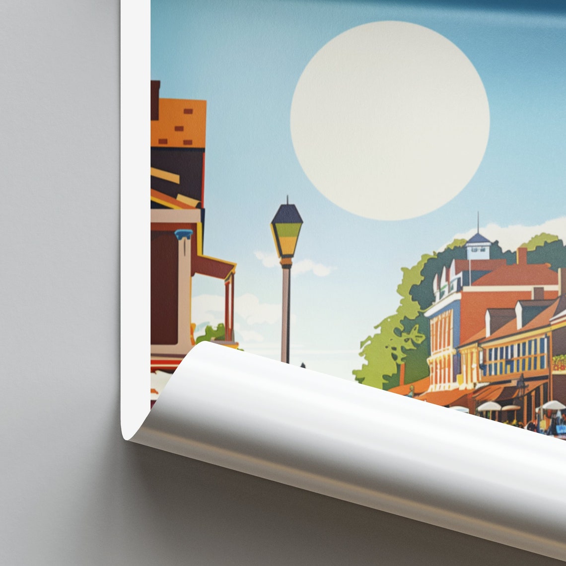 Richmond Canal Waterfront Cobblestone Street Sunny Day Travel Poster - Image 2