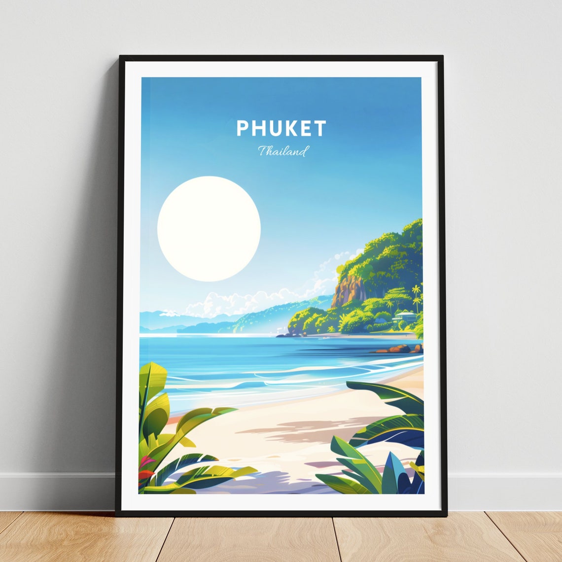 Phuket Thailand Bright Sunny Beach Turquoise Water Headland Poster