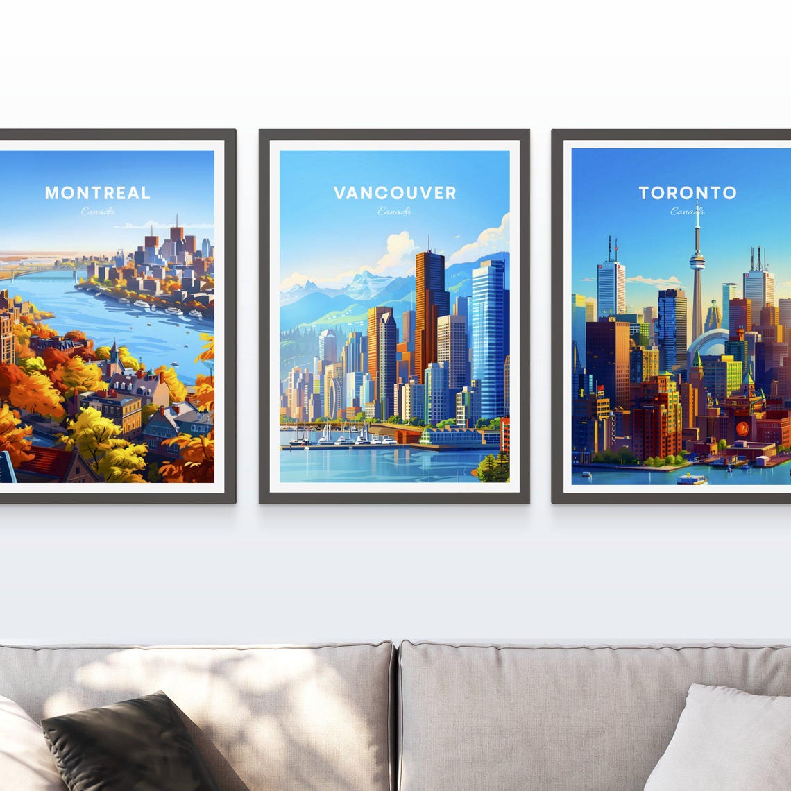 Vancouver Canada Harbor Marina and Mountain View Travel Poster - Image 3