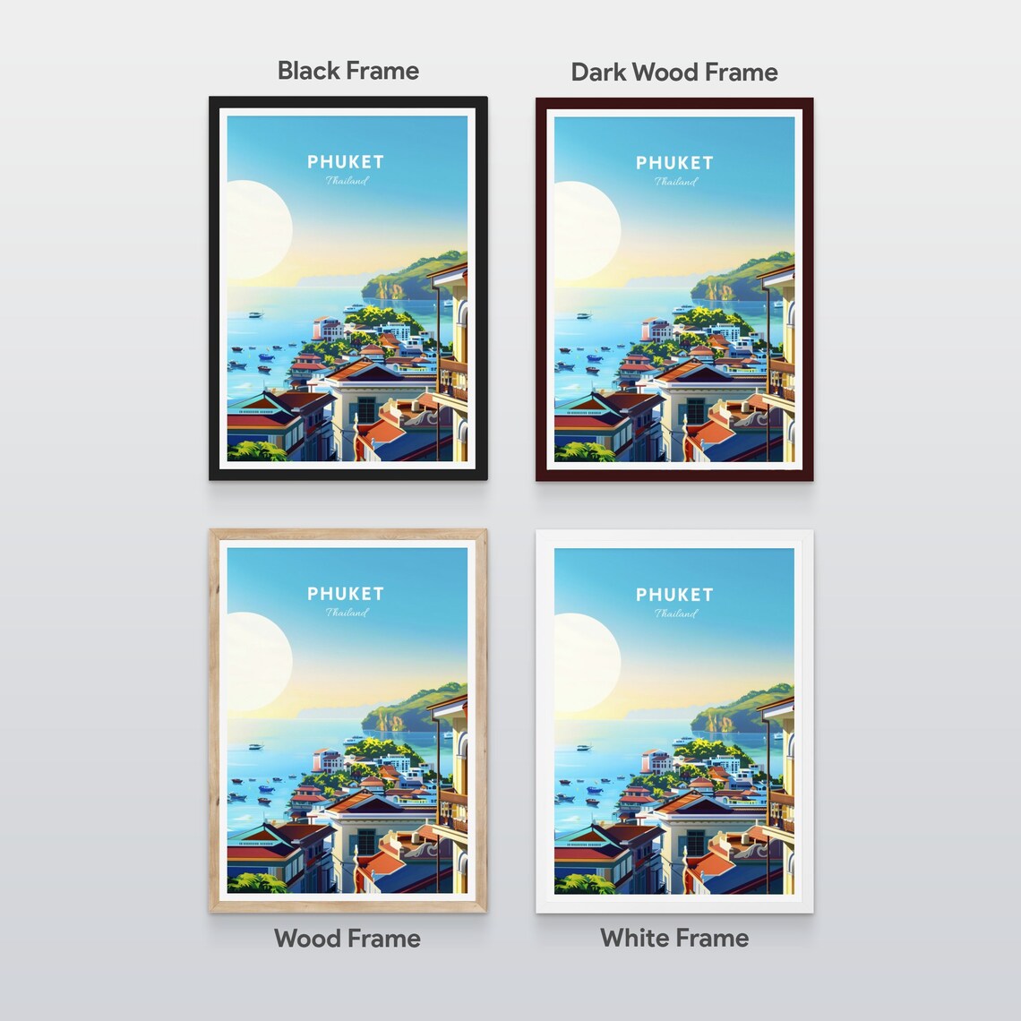 Phuket Thailand Warm Coastal Town Harbor Boats Sunny Day Poster - Image 2