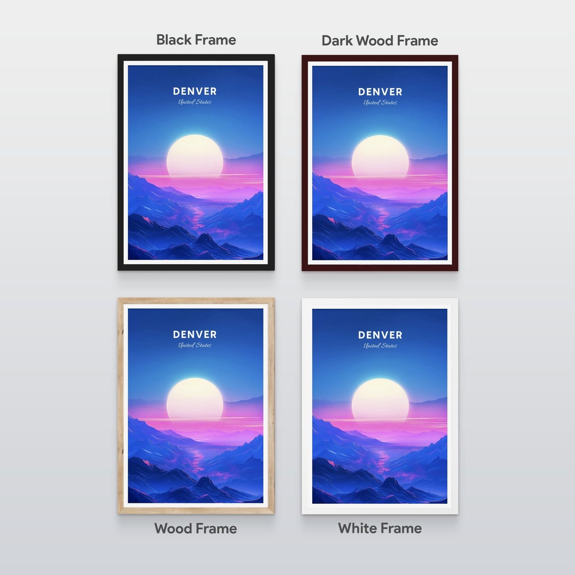 Denver Colorado Mountain Valley Sunset Purple Peaks Travel Poster - Image 2