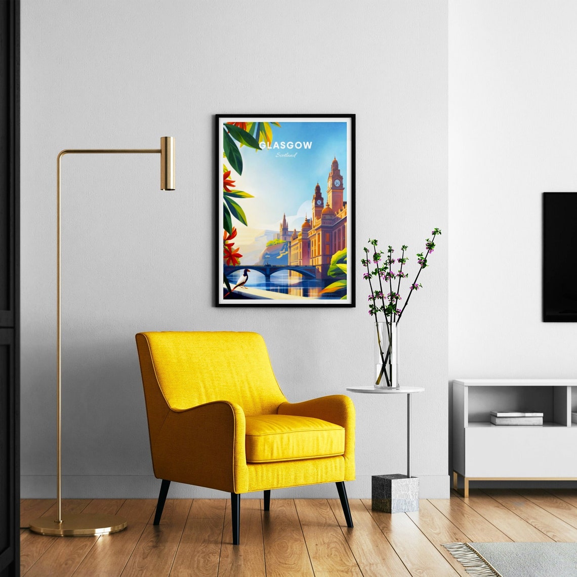 Glasgow Scotland Riverside Clock Towers Bridge Skyline Poster - Image 3