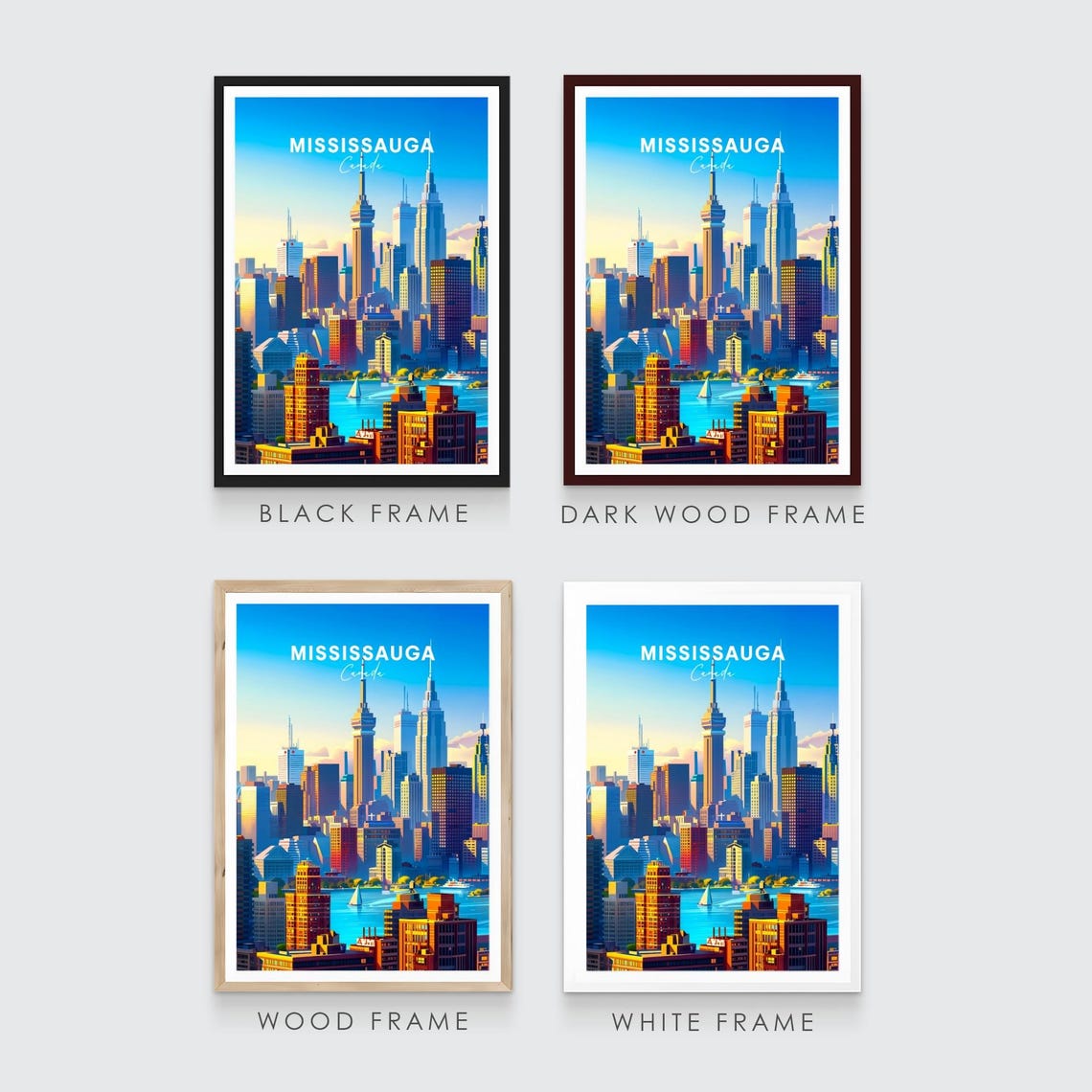 Mississauga Canada Skyline Tower Harbor Sailboat Sunset Poster - Image 3