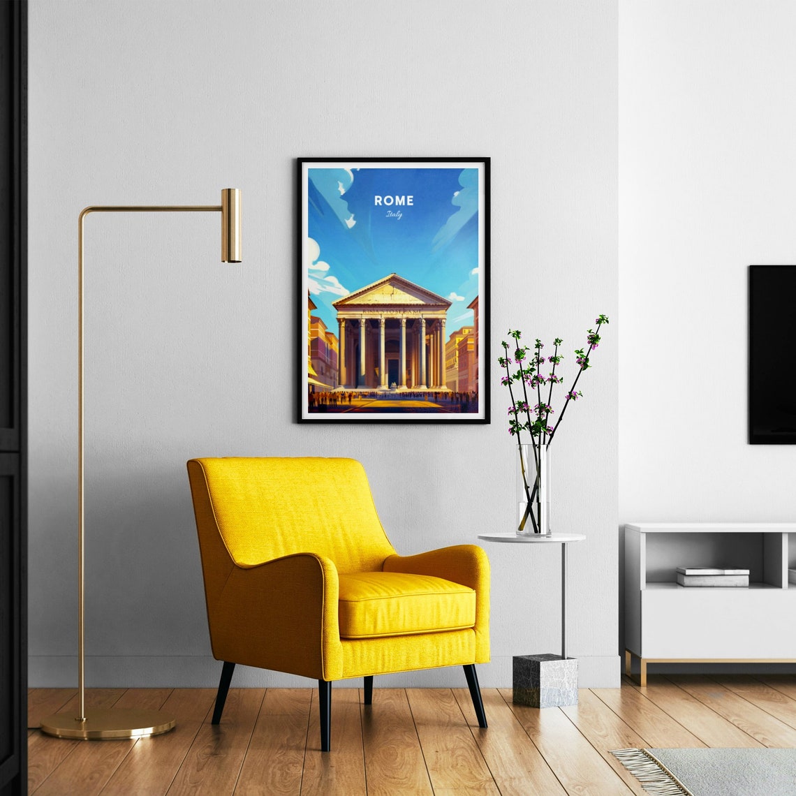 Rome Italy Pantheon Ancient Temple Columns Day View Travel Poster - Image 2