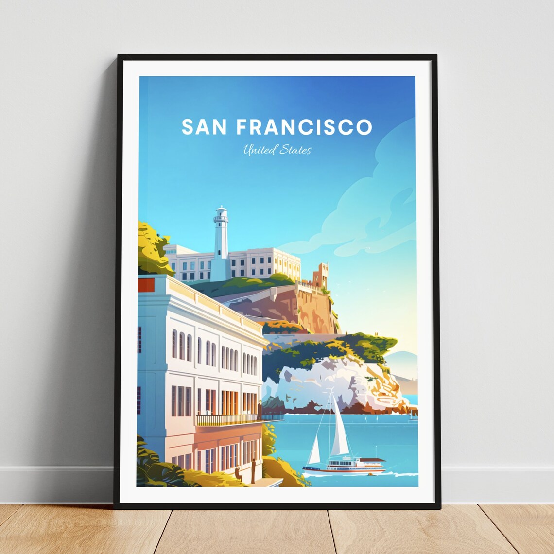 San Francisco Bay Waterfront with Sailboats and City View Poster