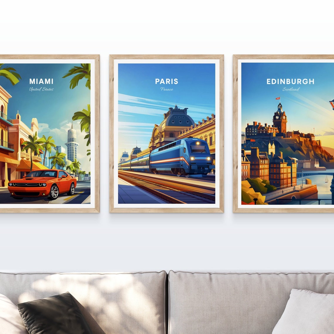 Paris France Grand Train Station Blue Train Arrival Travel Poster - Image 4
