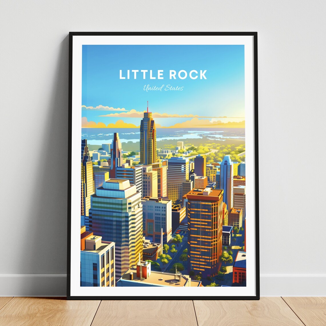 Little Rock Downtown Skyline Aerial View on a Clear Day Poster