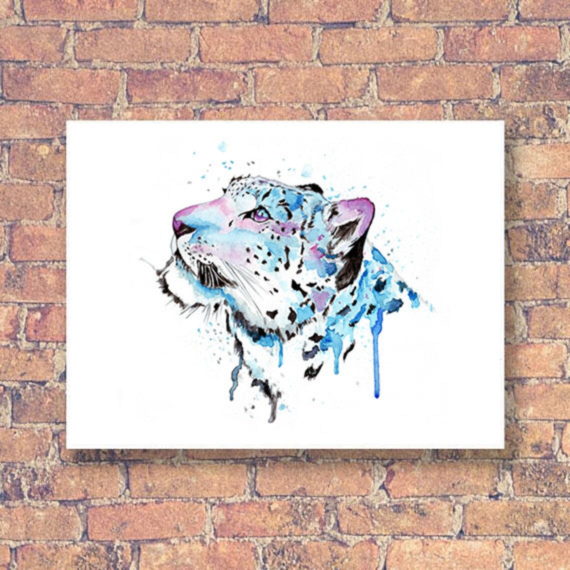 Snow Leopard Watercolor Animal Art Print - Image 2